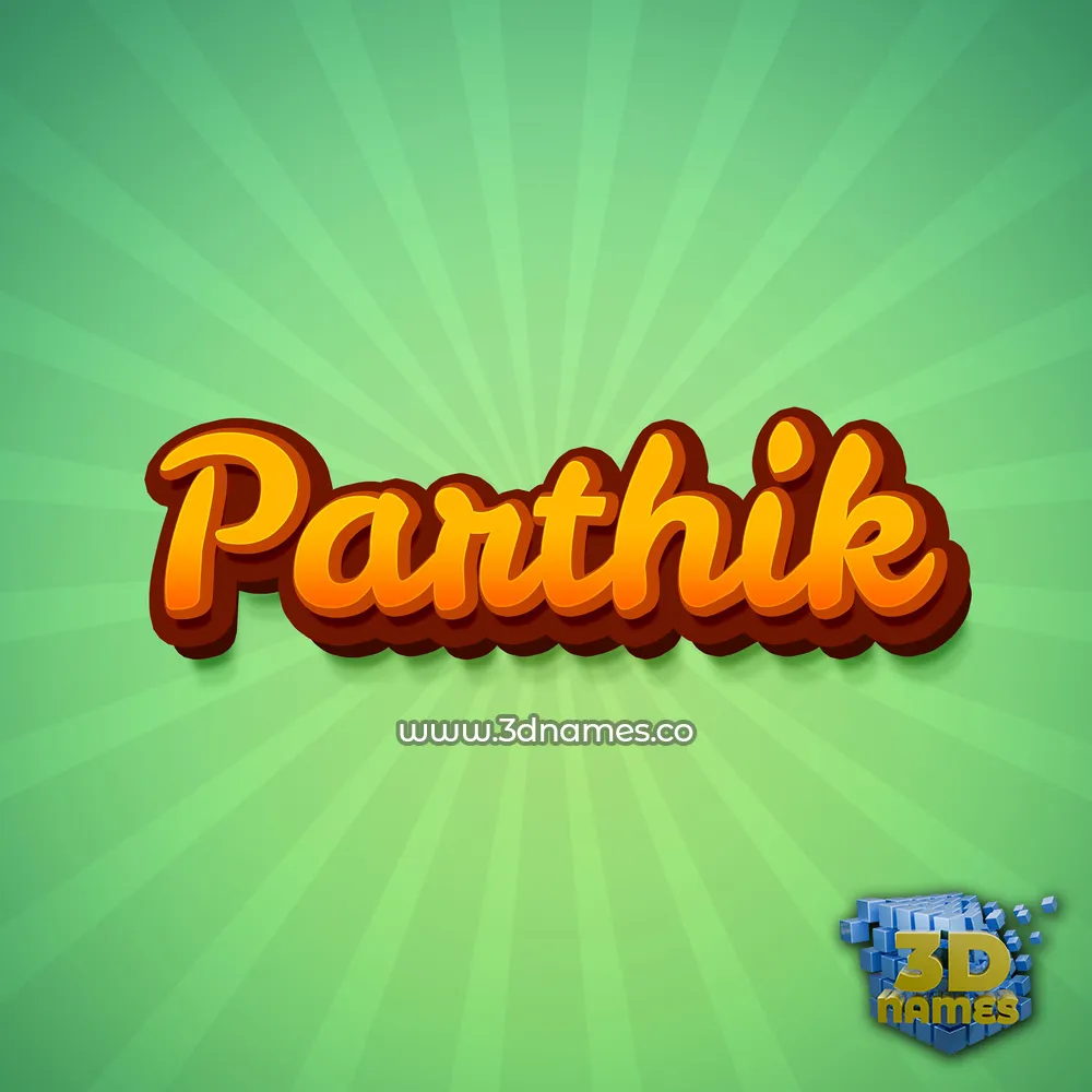 parthik in Green Rays style - 3D name wallpaper