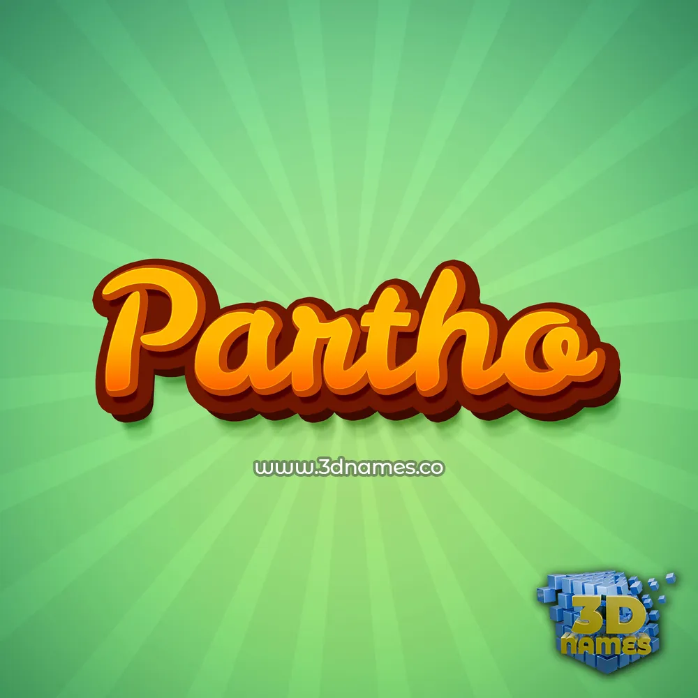 partho in Green Rays style - 3D name wallpaper