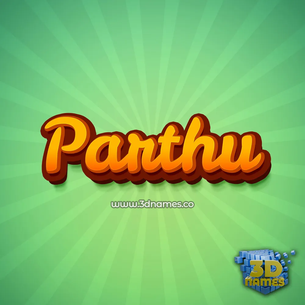 parthu in Green Rays style - 3D name wallpaper