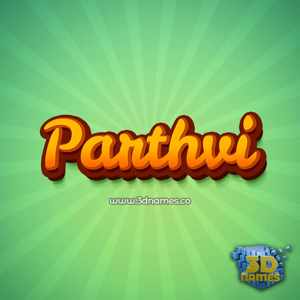 parthvi in Green Rays style - 3D name wallpaper