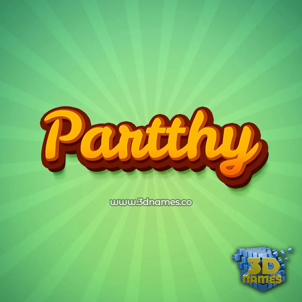 partthy in Green Rays style - 3D name wallpaper