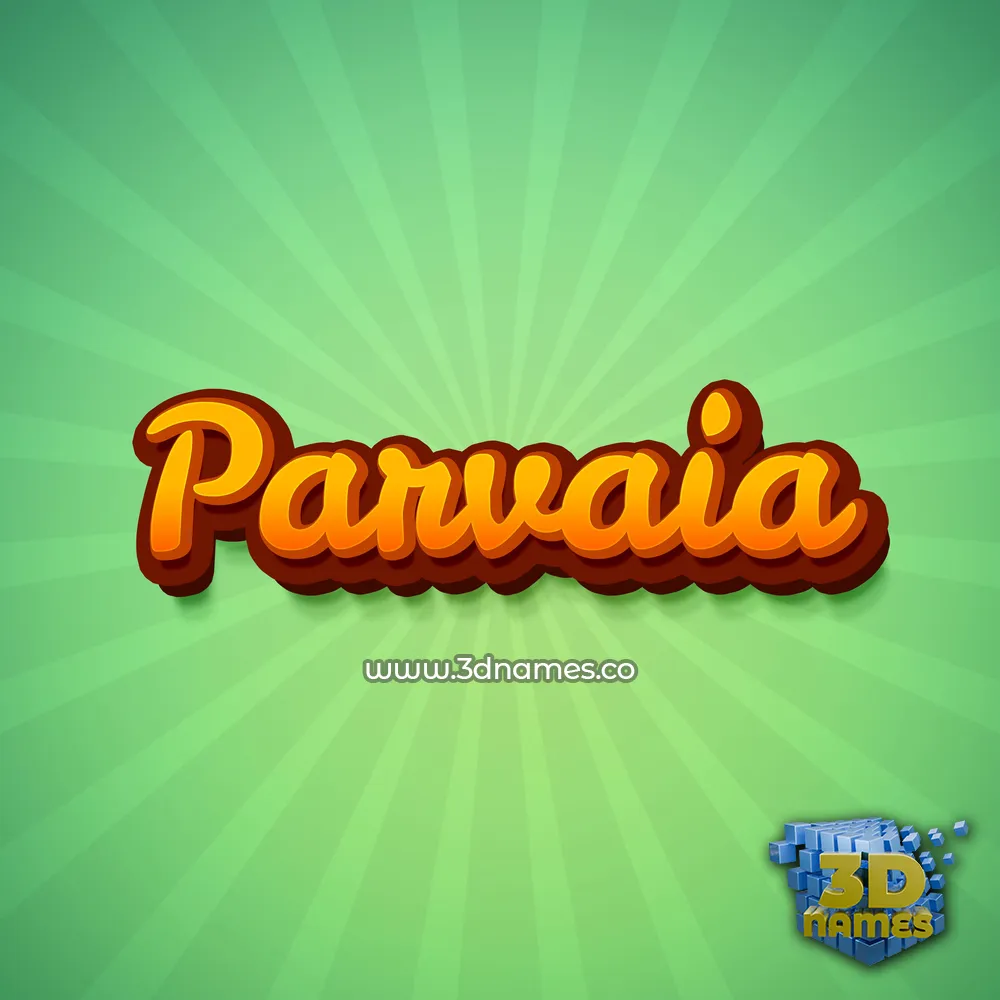 parvaia in Green Rays style - 3D name wallpaper