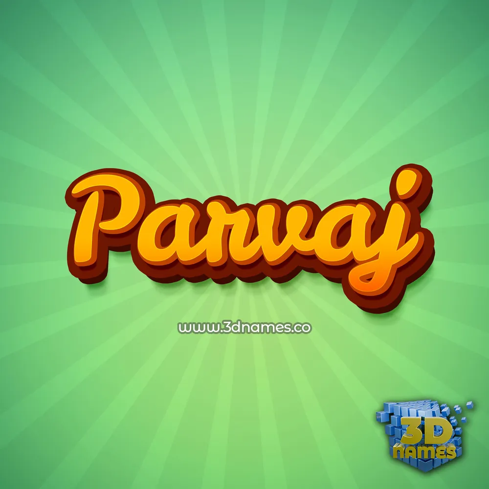 parvaj in Green Rays style - 3D name wallpaper
