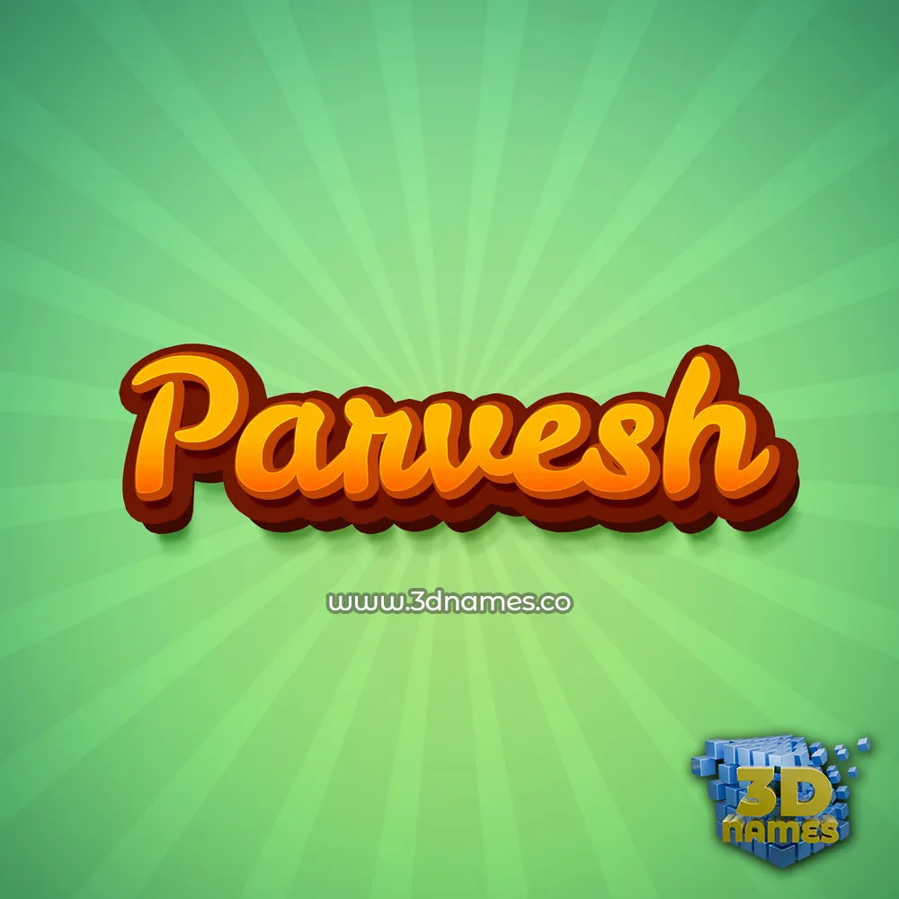 parvesh in Green Rays style - 3D name wallpaper