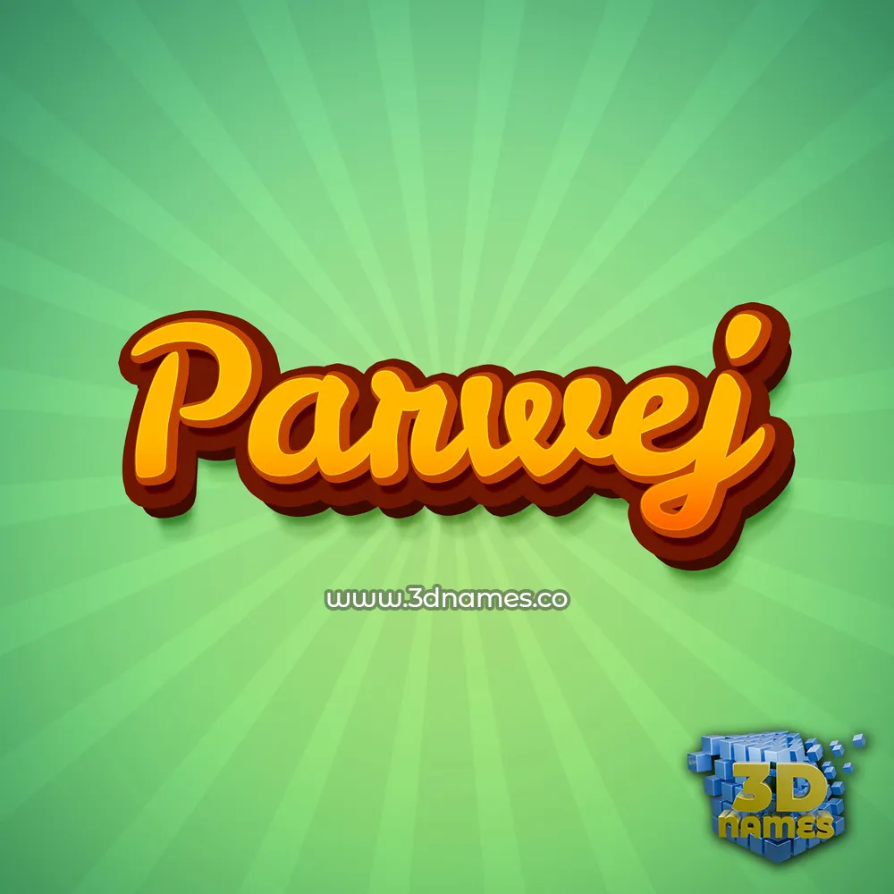 parwej in Green Rays style - 3D name wallpaper