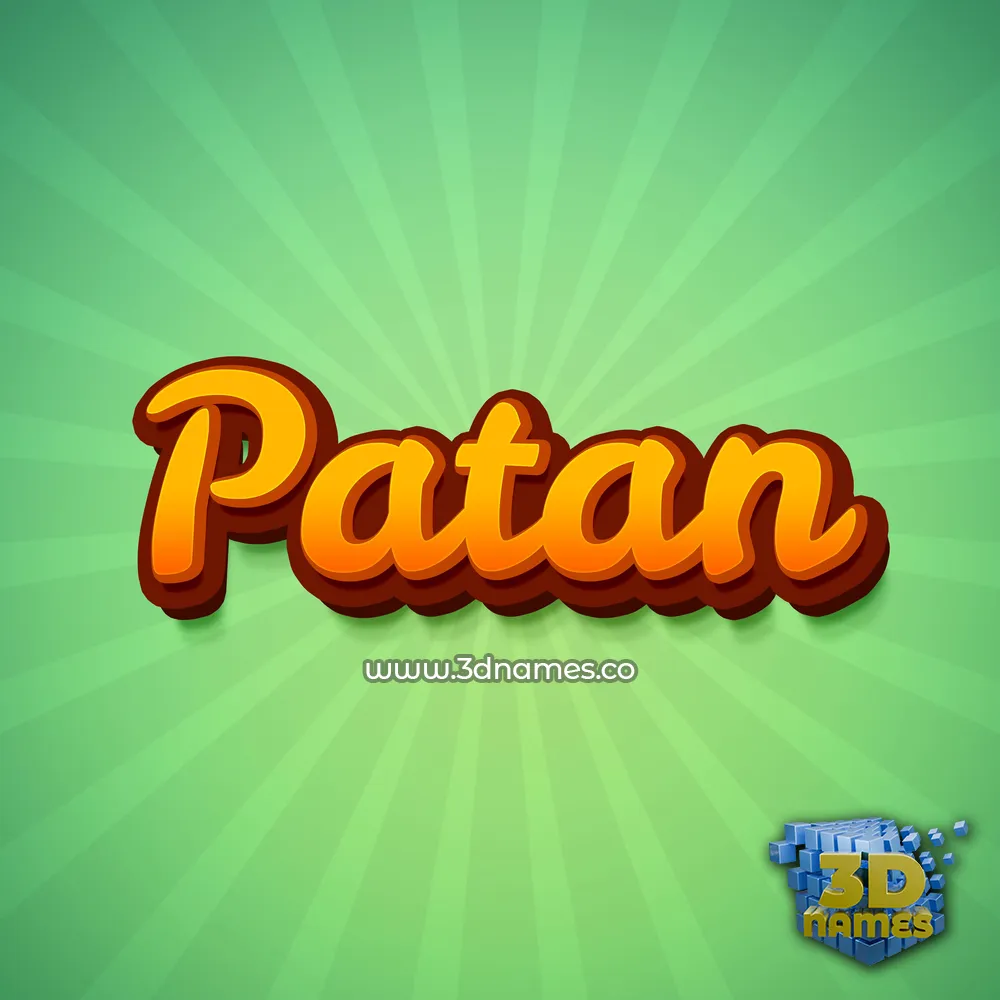 patan in Green Rays style - 3D name wallpaper