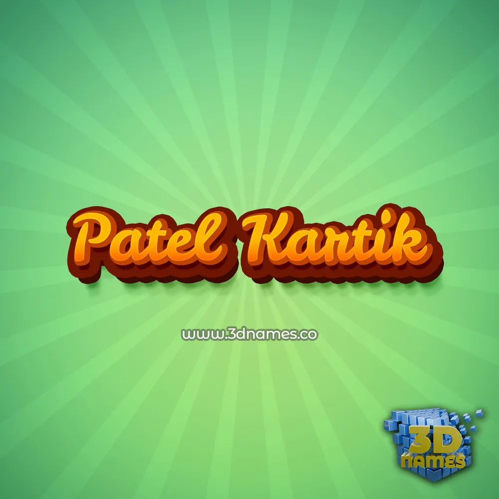 patel kartik in Green Rays style - 3D name wallpaper