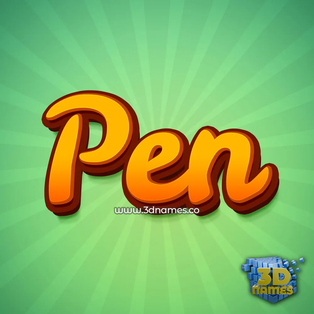 pen in Green Rays style - 3D name wallpaper