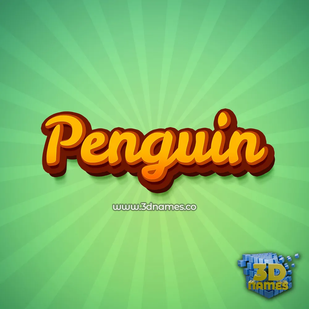 penguin in Green Rays style - 3D name wallpaper