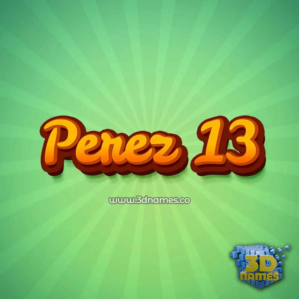 perez 13 in Green Rays style - 3D name wallpaper