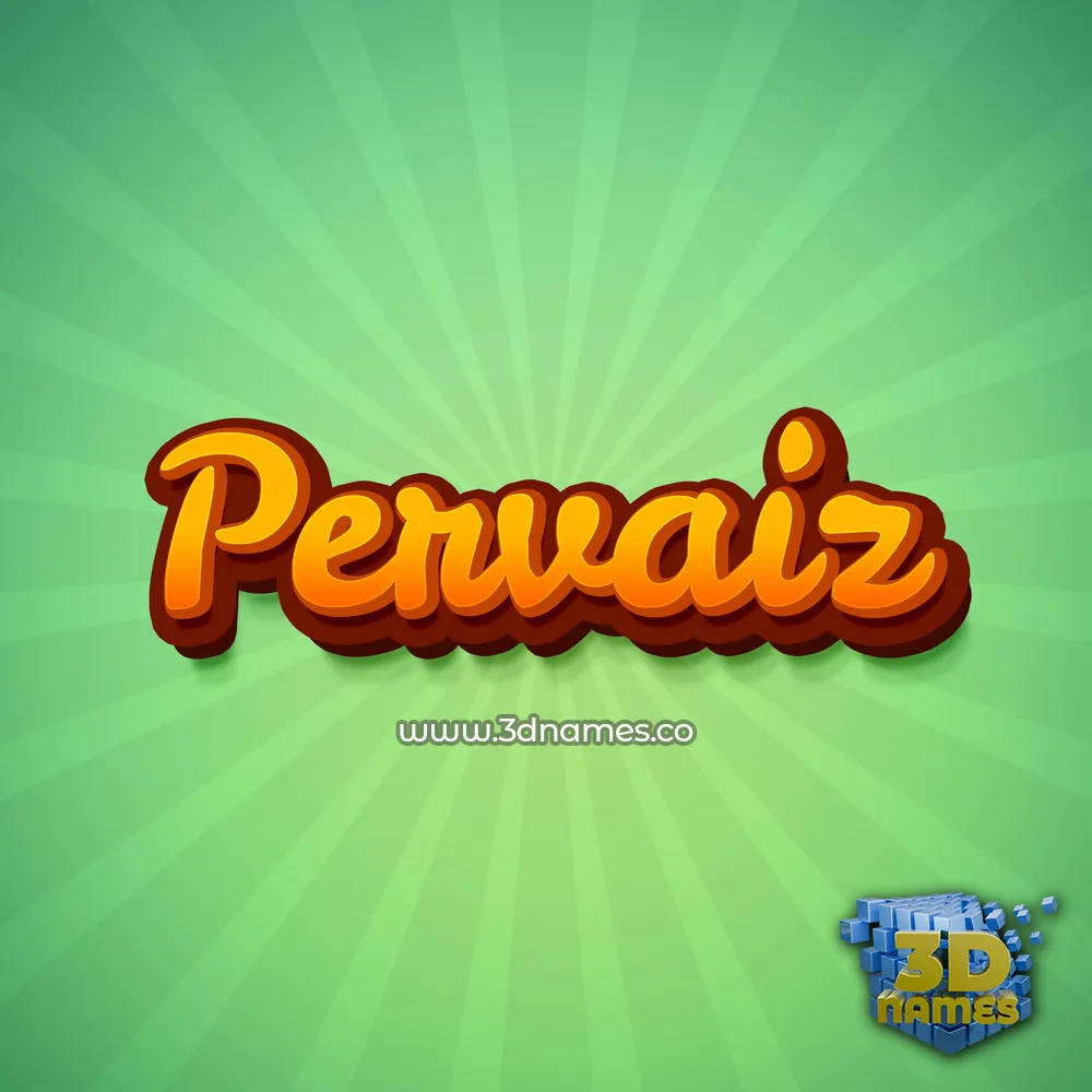 pervaiz in Green Rays style - 3D name wallpaper