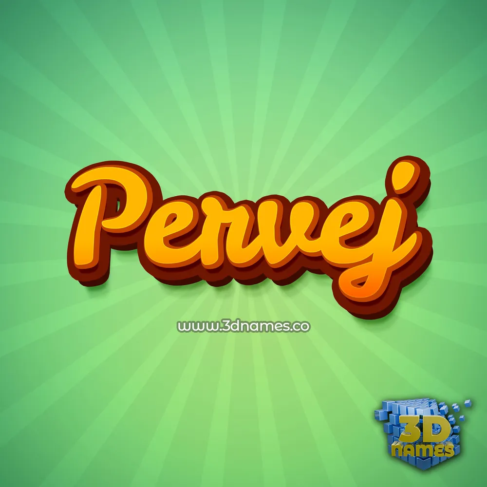 pervej in Green Rays style - 3D name wallpaper