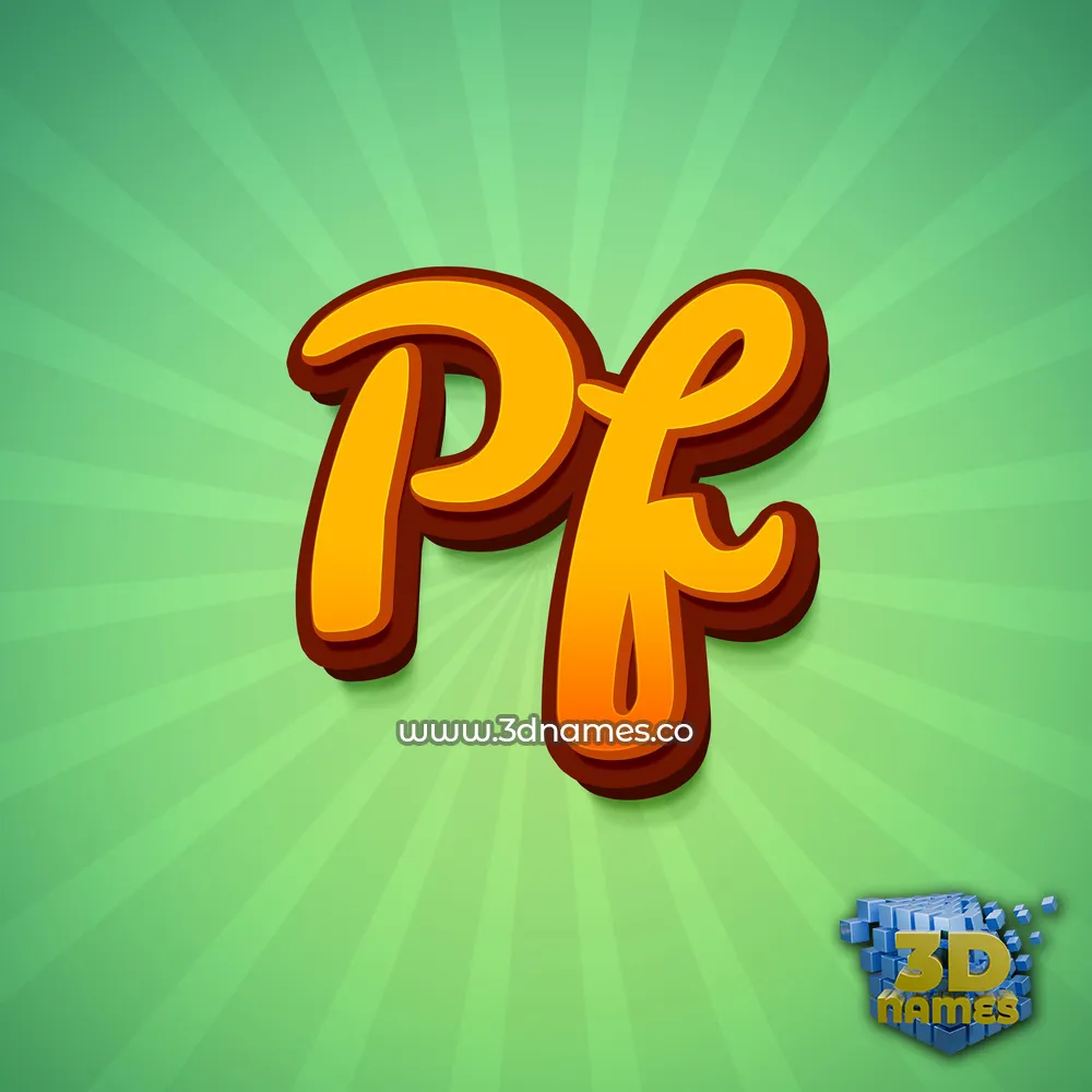 pf in Green Rays style - 3D name wallpaper
