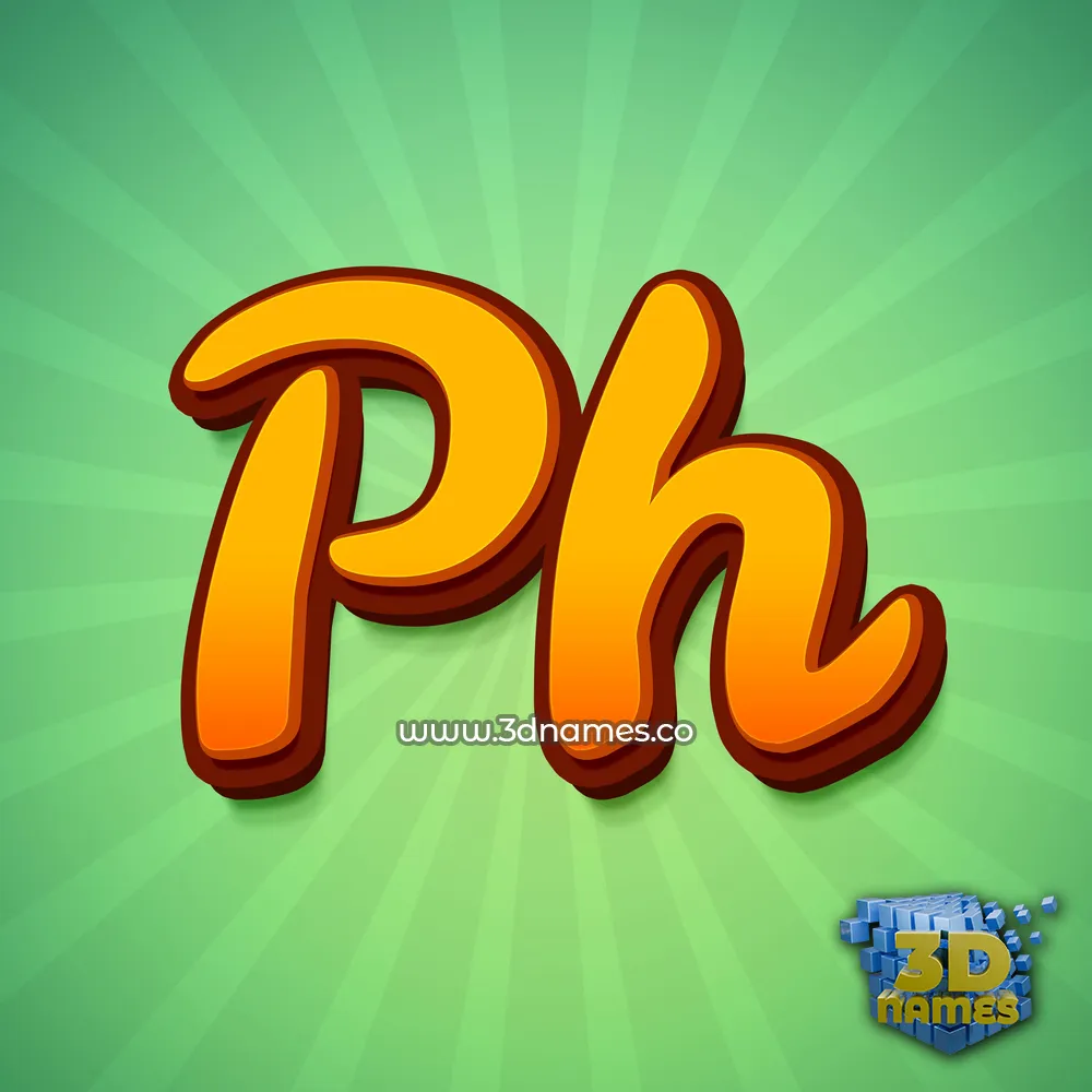 ph in Green Rays style - 3D name wallpaper