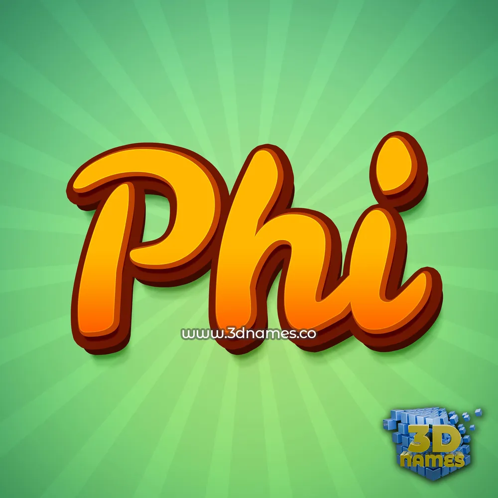 phi in Green Rays style - 3D name wallpaper