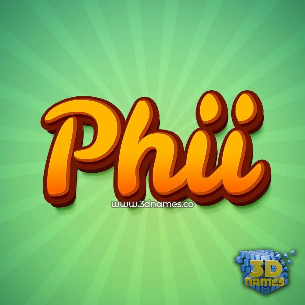 phii in Green Rays style - 3D name wallpaper
