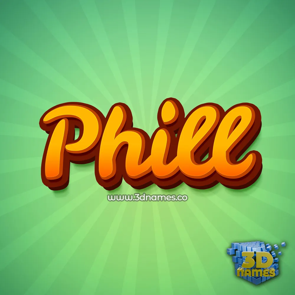 phill in Green Rays style - 3D name wallpaper