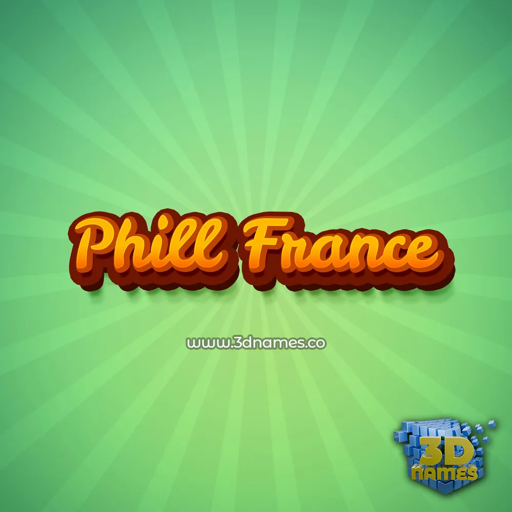 phill france in Green Rays style - 3D name wallpaper