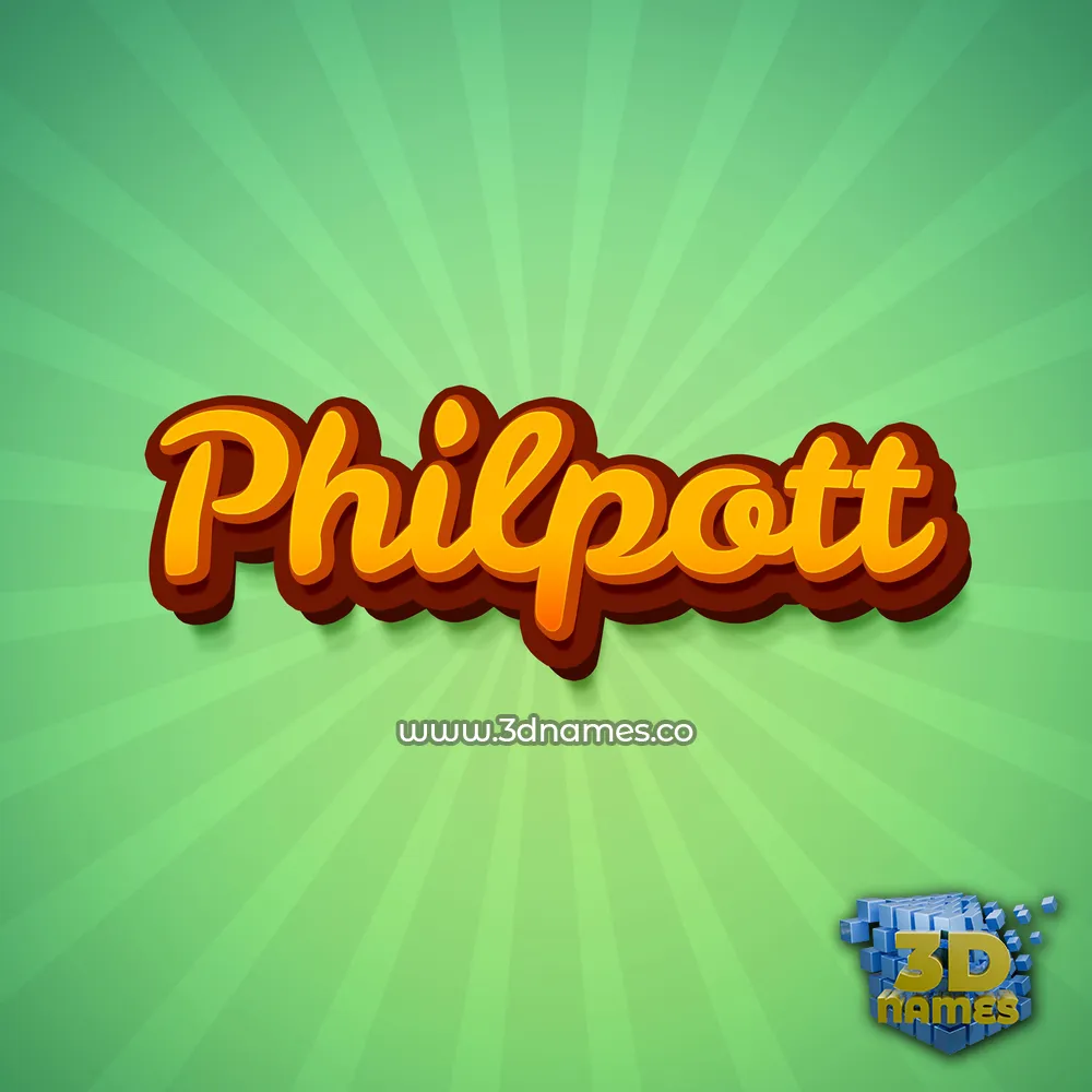philpott in Green Rays style - 3D name wallpaper