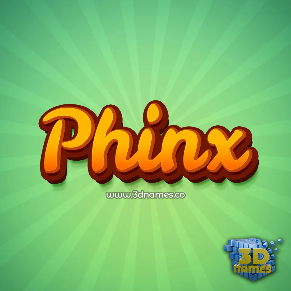 phinx in Green Rays style - 3D name wallpaper