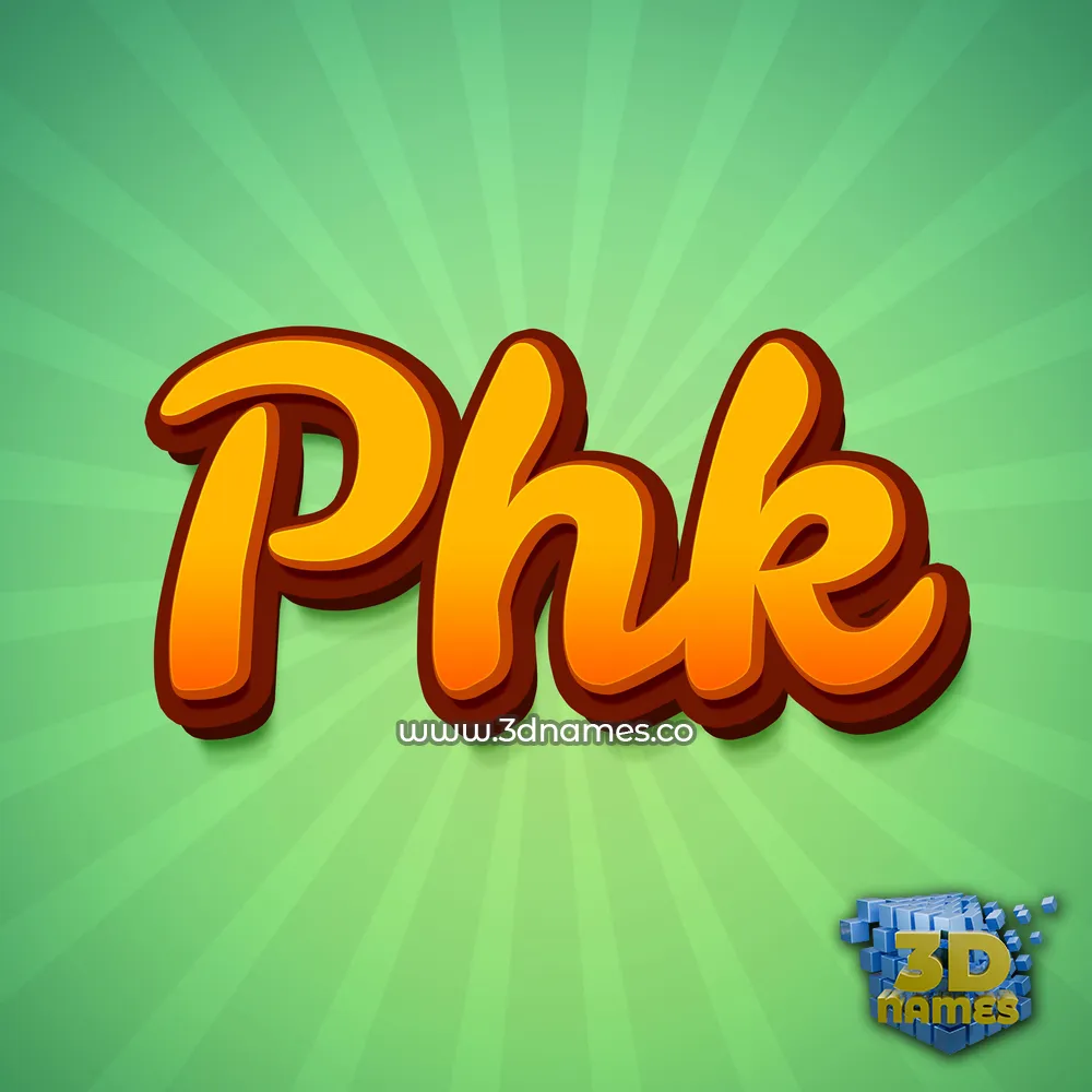 phk in Green Rays style - 3D name wallpaper
