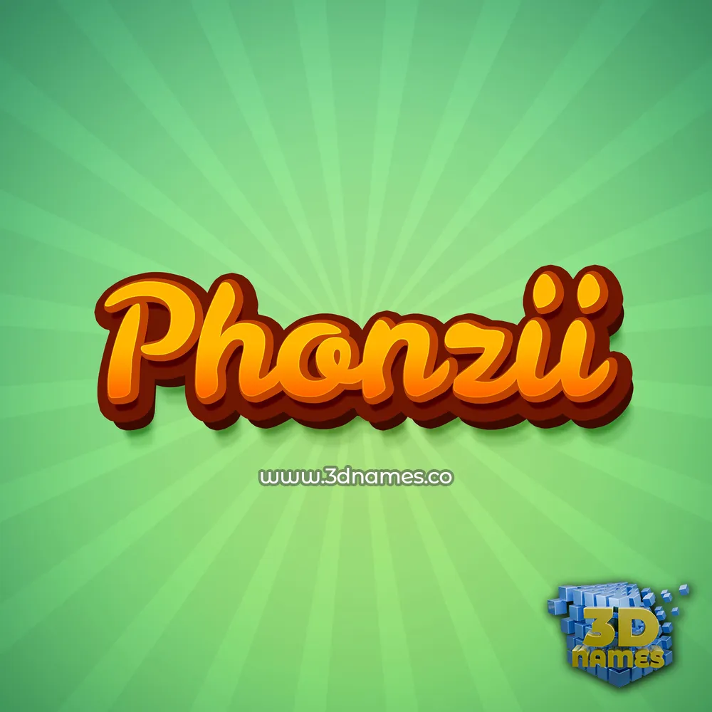 phonzii in Green Rays style - 3D name wallpaper
