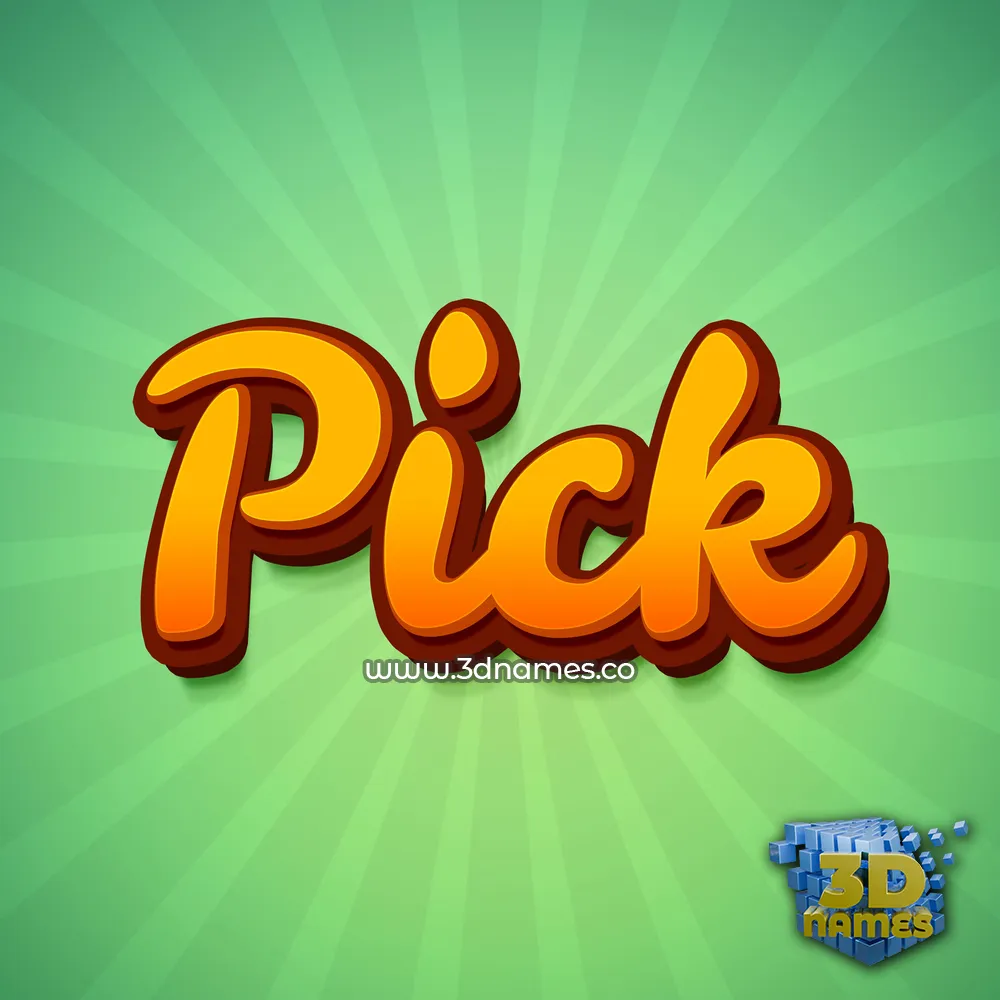 pick in Green Rays style - 3D name wallpaper