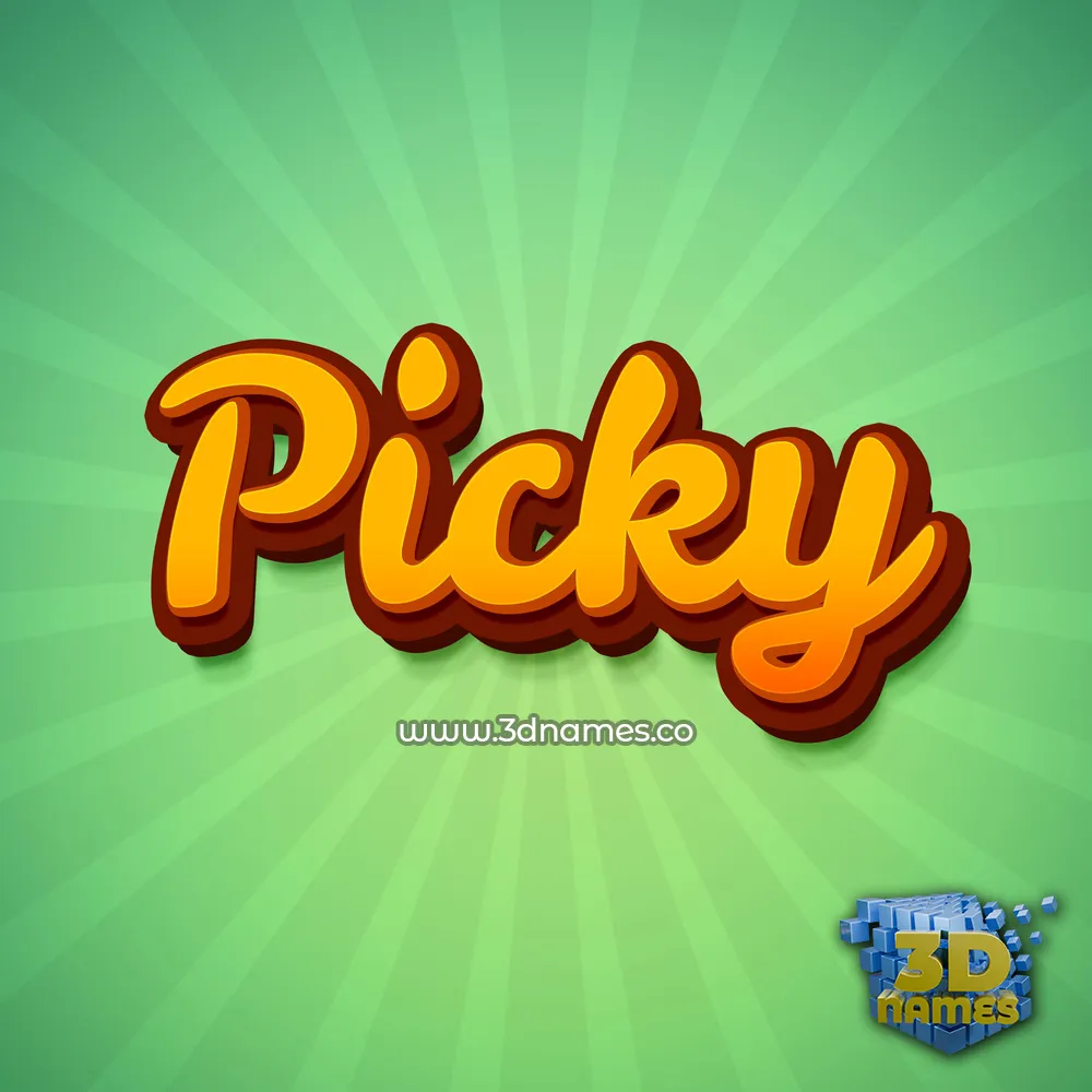 picky in Green Rays style - 3D name wallpaper
