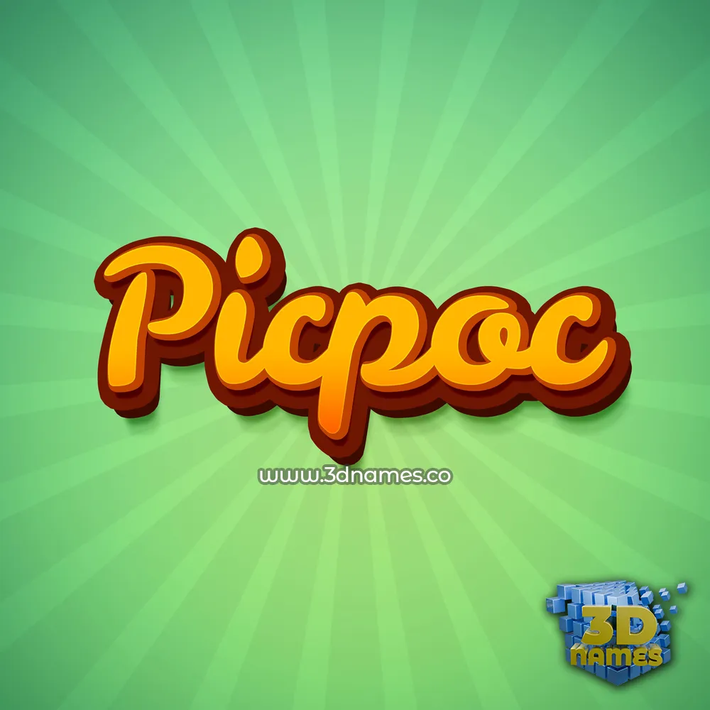 picpoc in Green Rays style - 3D name wallpaper