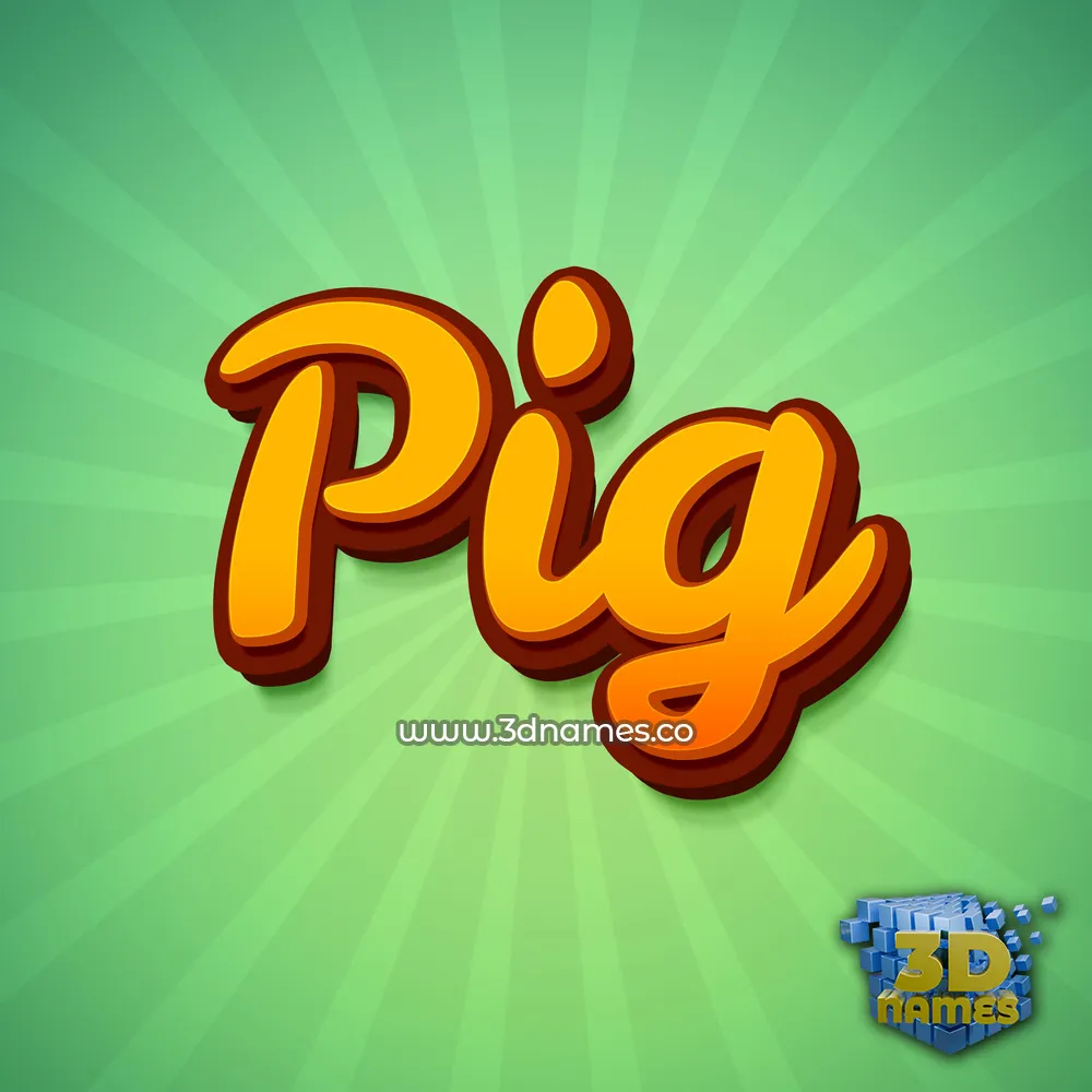pig in Green Rays style - 3D name wallpaper