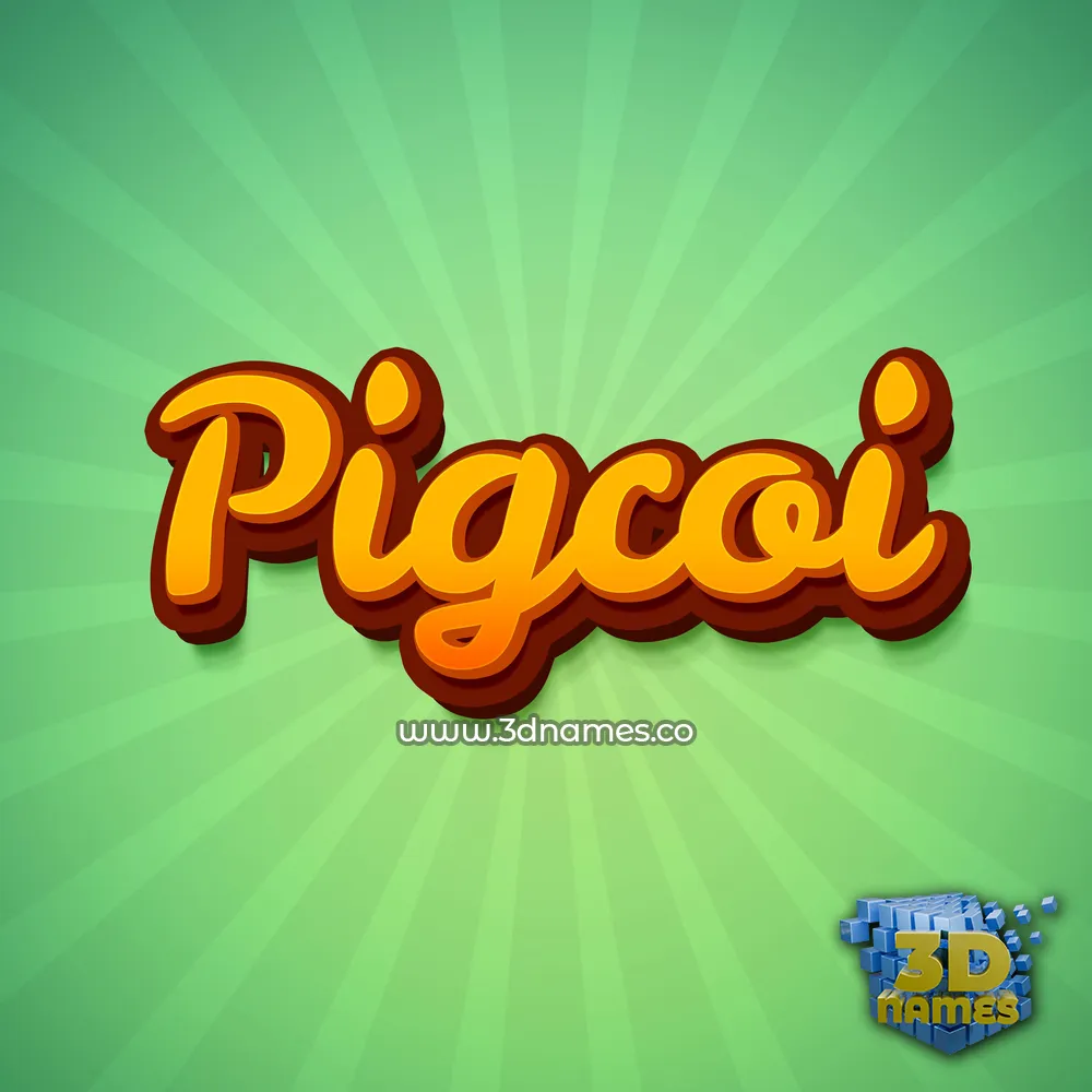 pigcoi in Green Rays style - 3D name wallpaper