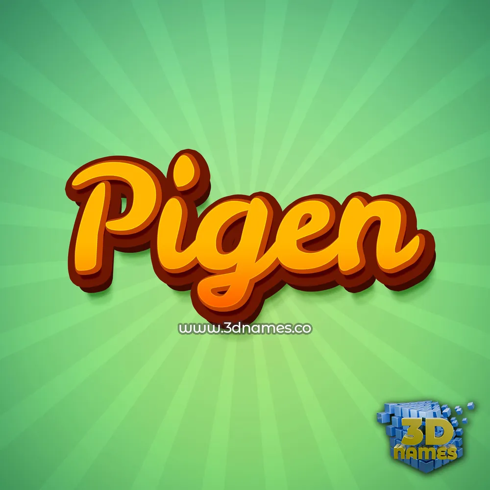 pigen in Green Rays style - 3D name wallpaper