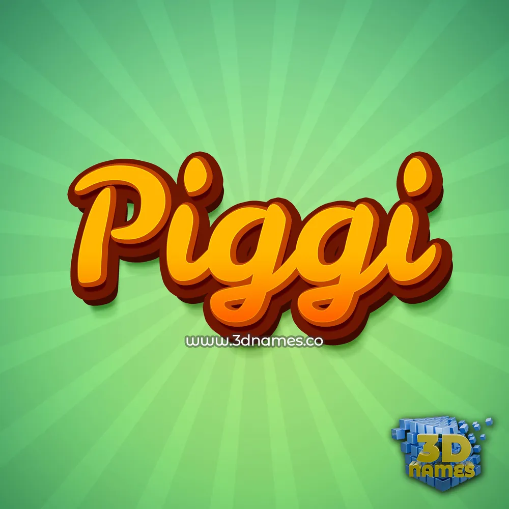 piggi in Green Rays style - 3D name wallpaper