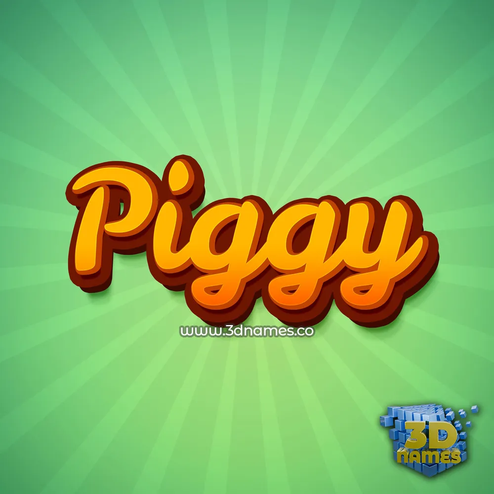 piggy in Green Rays style - 3D name wallpaper