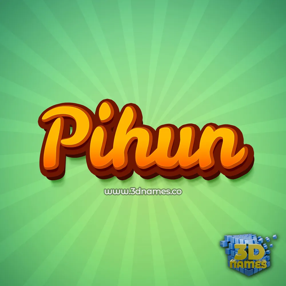 pihun in Green Rays style - 3D name wallpaper
