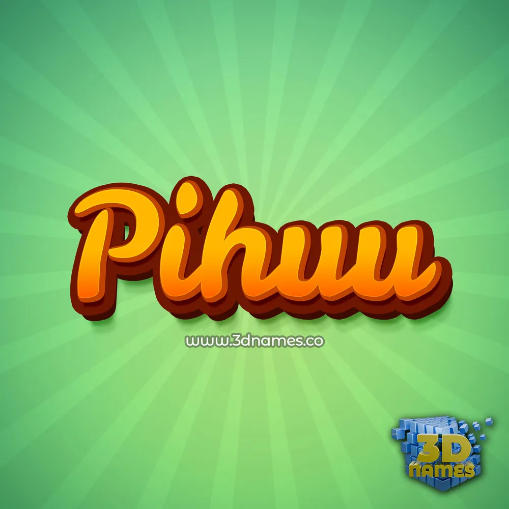 pihuu in Green Rays style - 3D name wallpaper