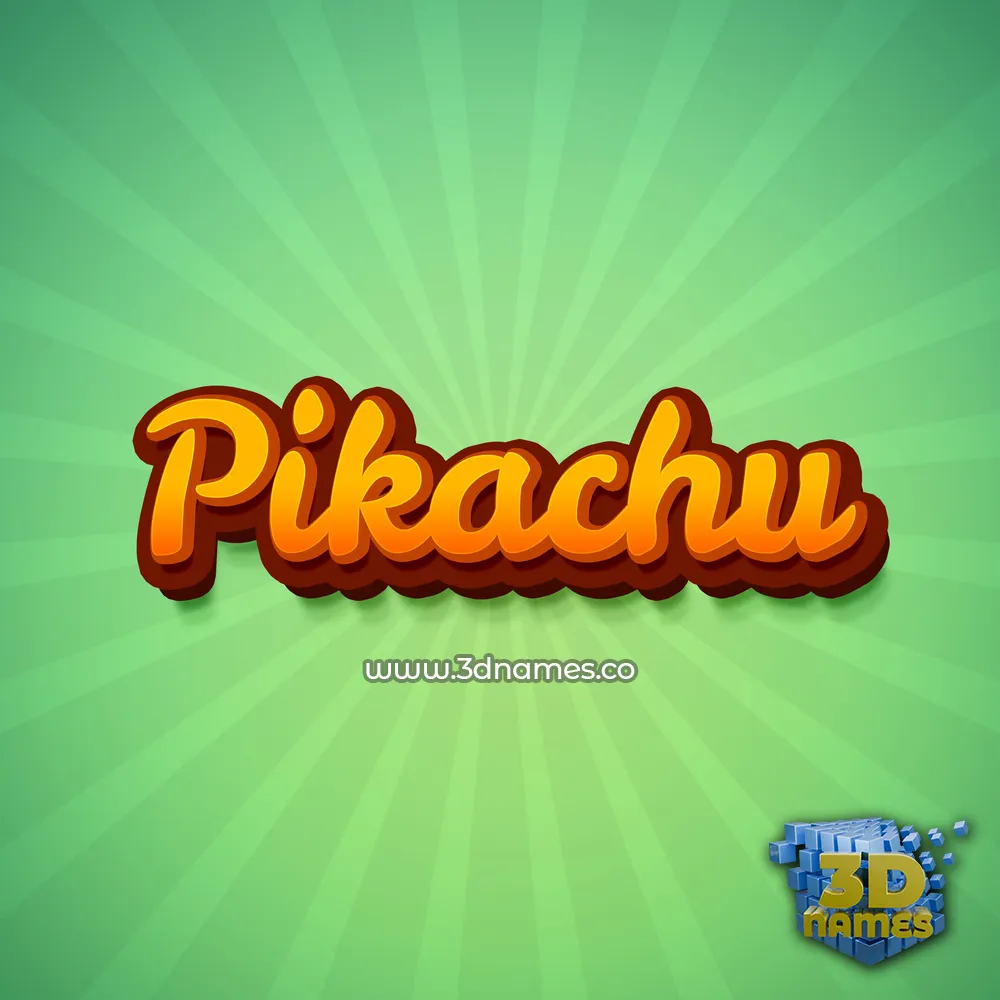 pikachu in Green Rays style - 3D name wallpaper