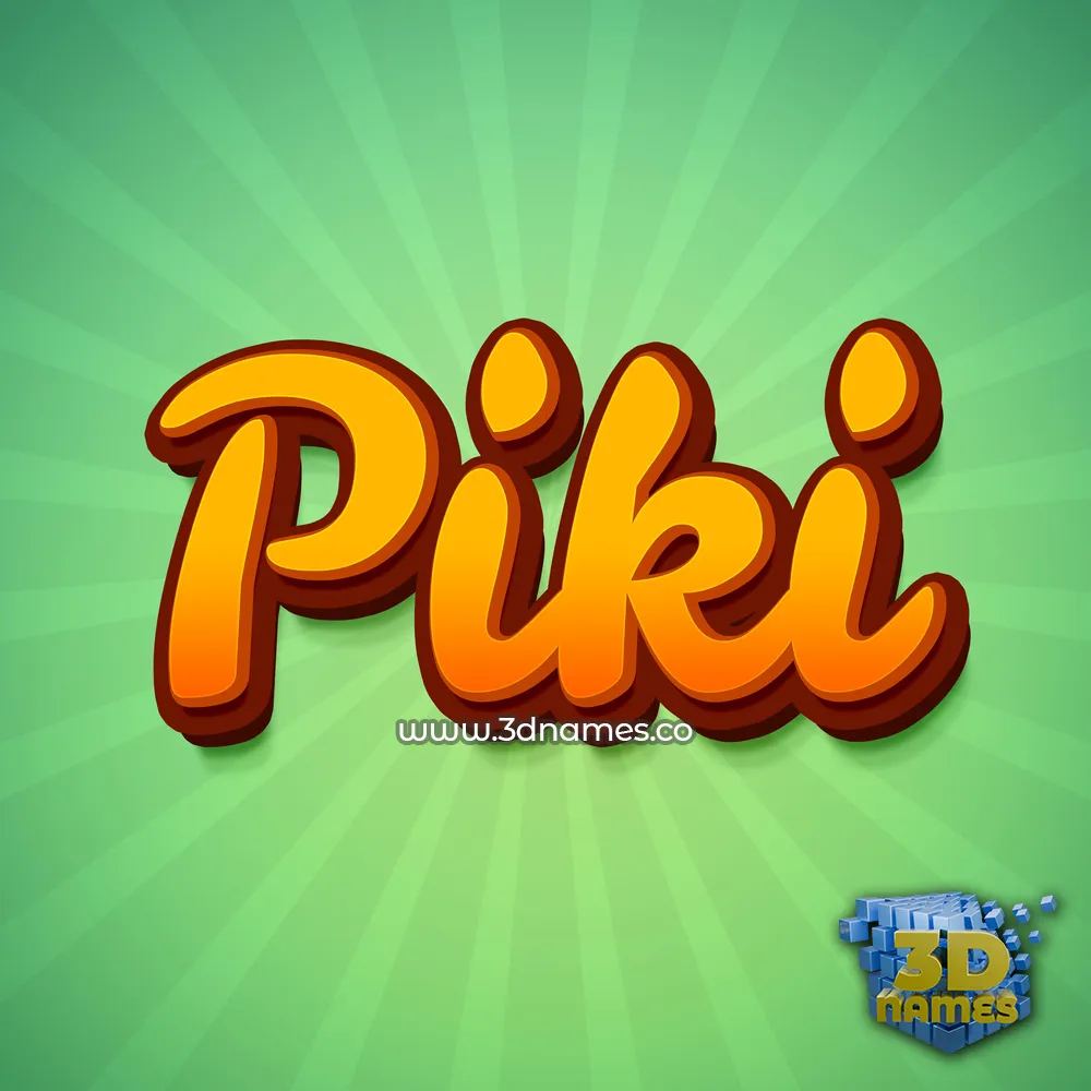 piki in Green Rays style - 3D name wallpaper
