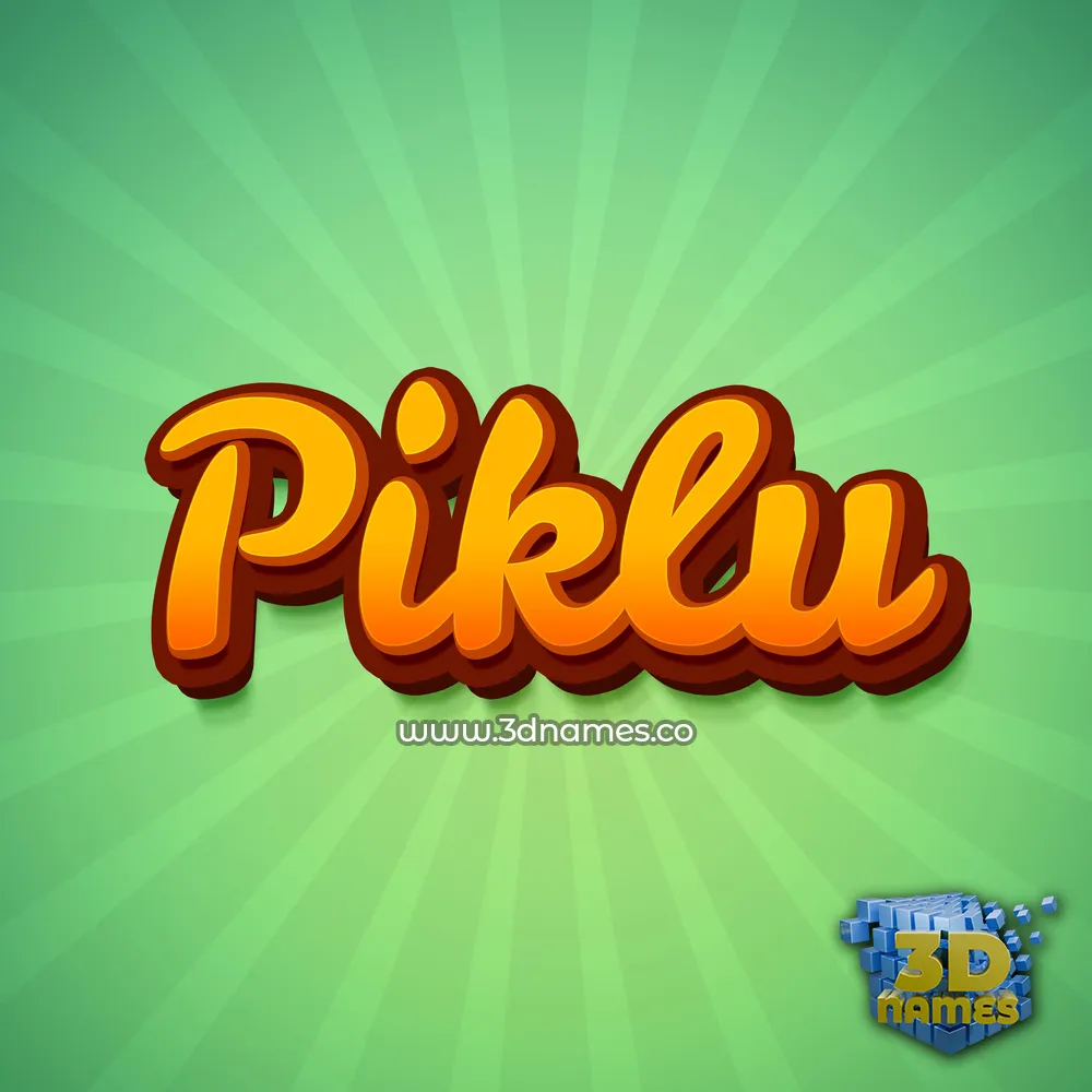 piklu in Green Rays style - 3D name wallpaper