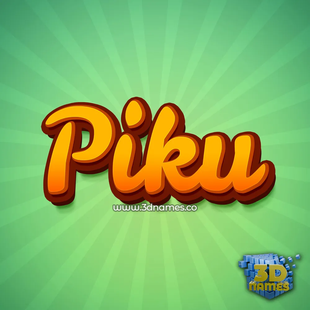 piku in Green Rays style - 3D name wallpaper