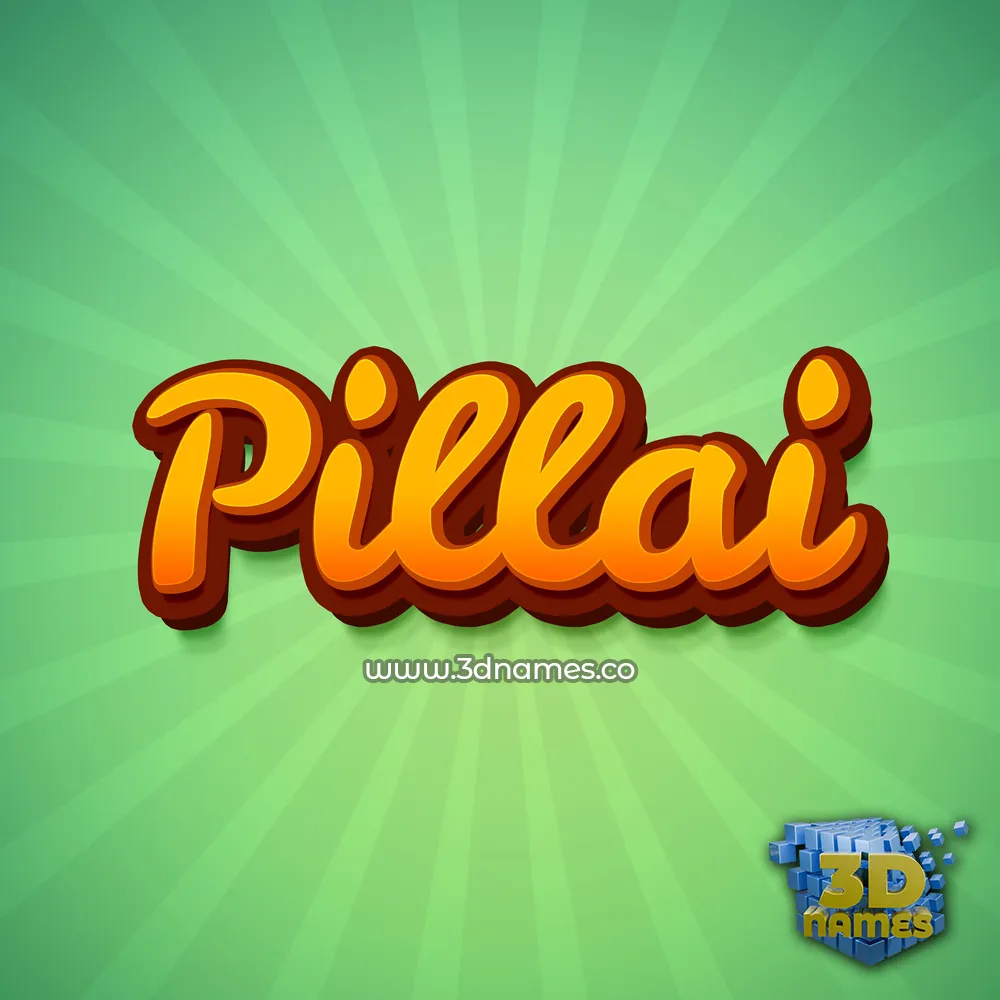 pillai in Green Rays style - 3D name wallpaper