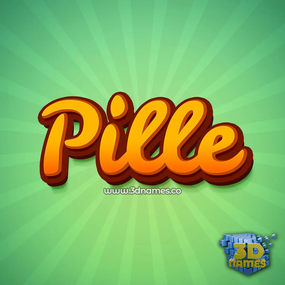 pille in Green Rays style - 3D name wallpaper