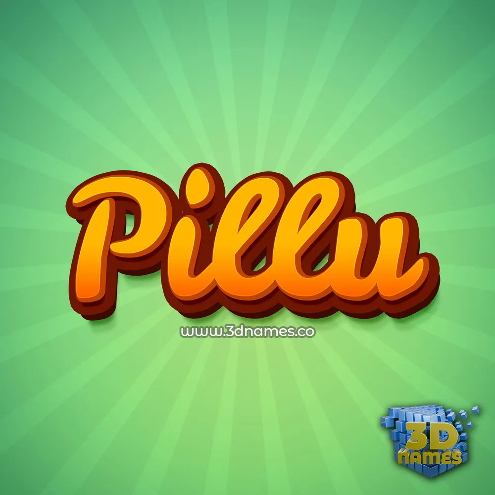 pillu in Green Rays style - 3D name wallpaper
