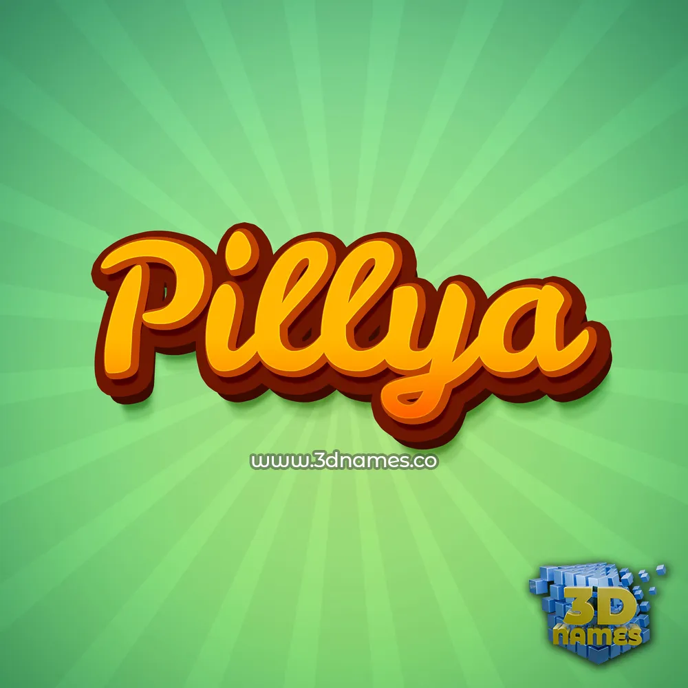 pillya in Green Rays style - 3D name wallpaper