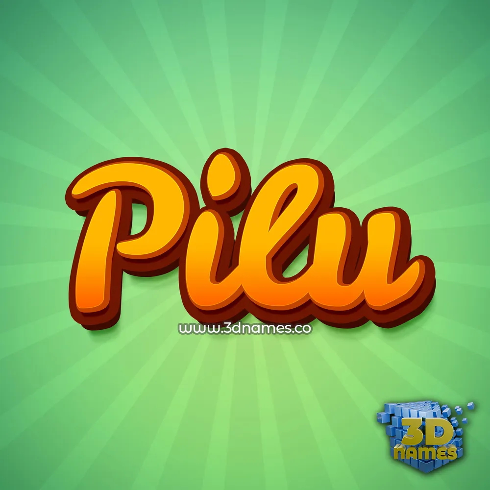 pilu in Green Rays style - 3D name wallpaper