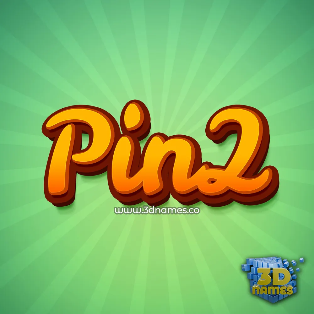 pin2 in Green Rays style - 3D name wallpaper