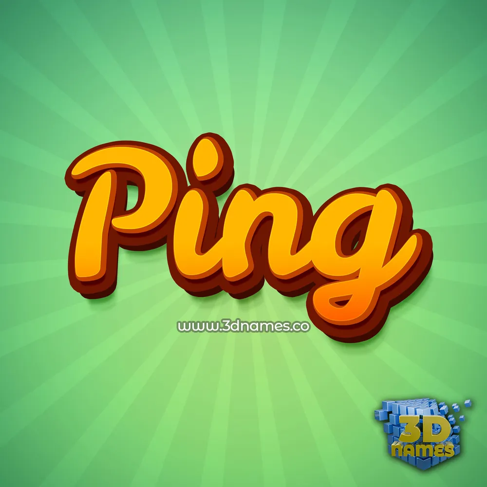 ping in Green Rays style - 3D name wallpaper
