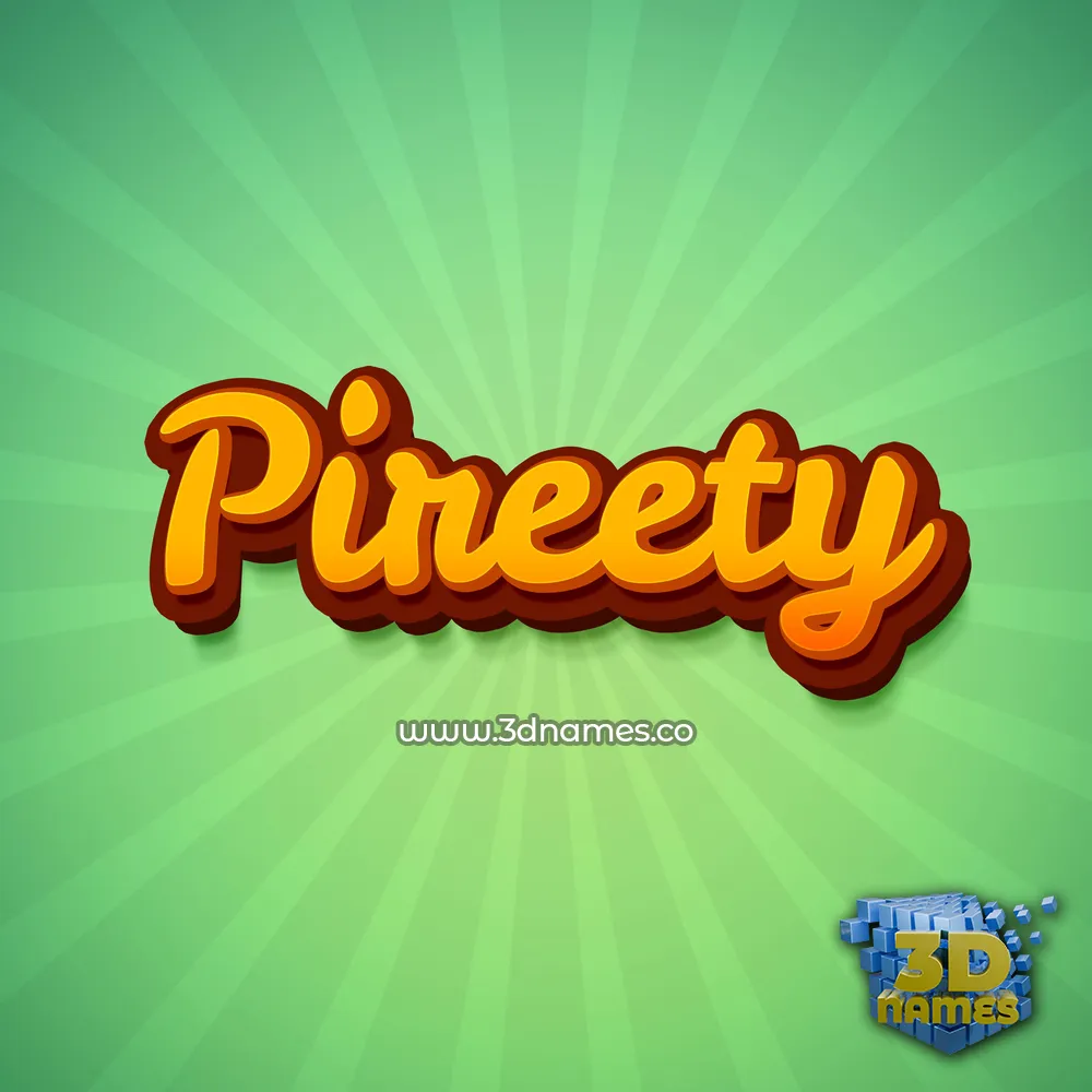 pireety in Green Rays style - 3D name wallpaper