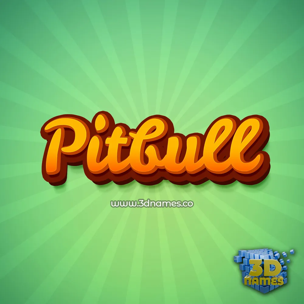 pitbull in Green Rays style - 3D name wallpaper