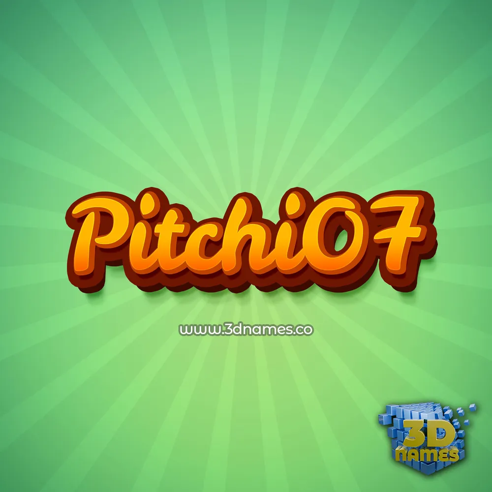 pitchi07 in Green Rays style - 3D name wallpaper